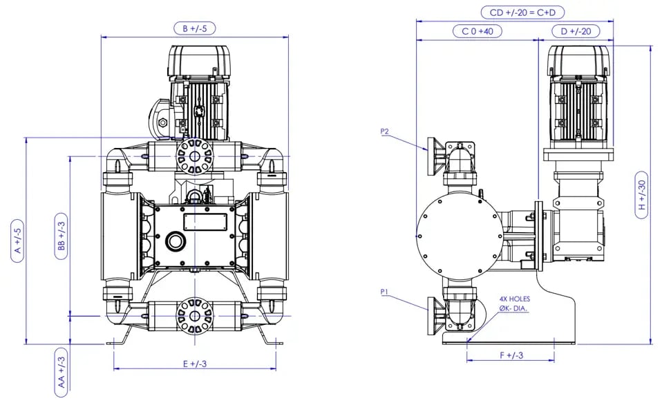 1 inch non-metallic pump general arrangement drawings