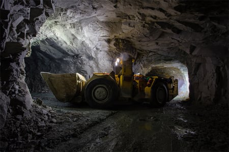 Yellow underground mine loader